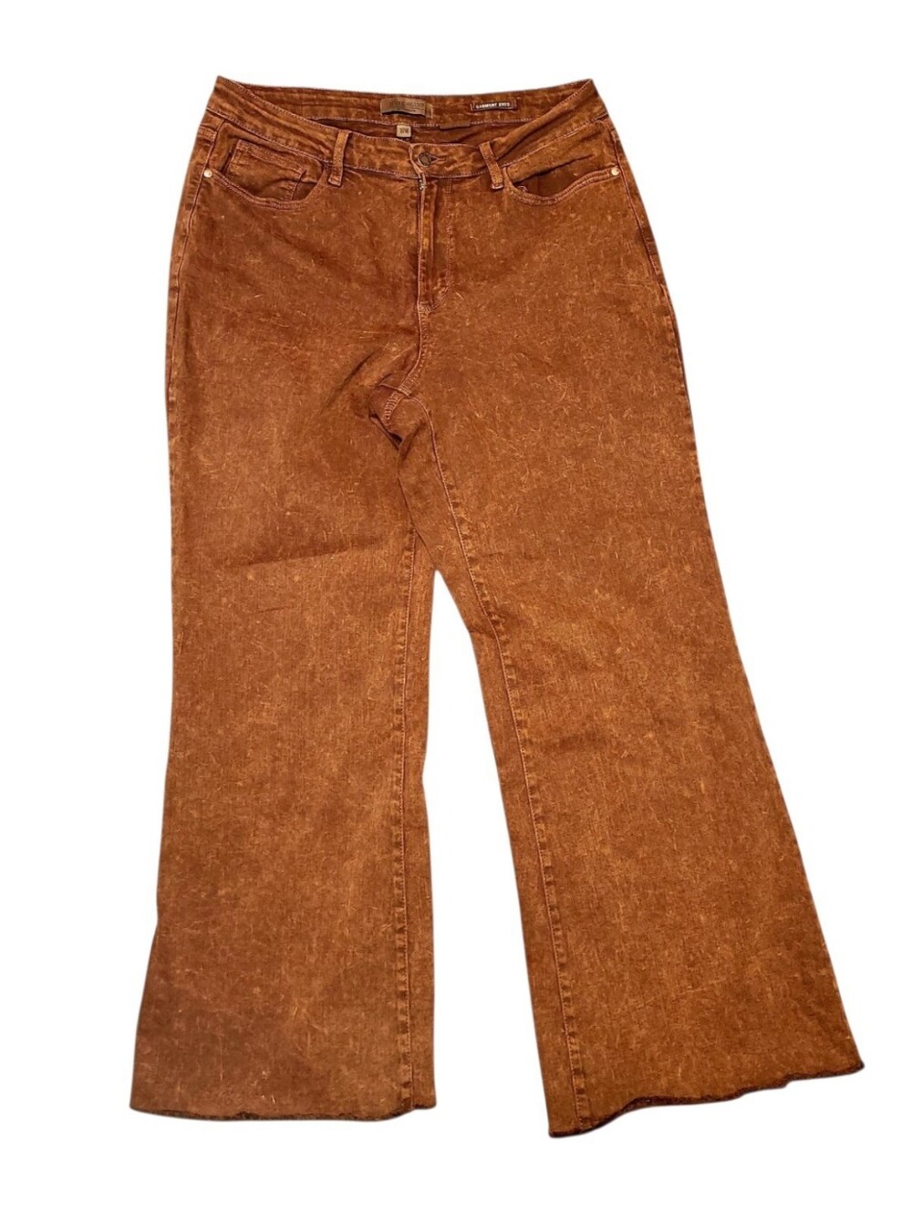 Judy Blue High Waist Garment Dyed Retro Wide Leg Jeans Pumpkin Spice 18W